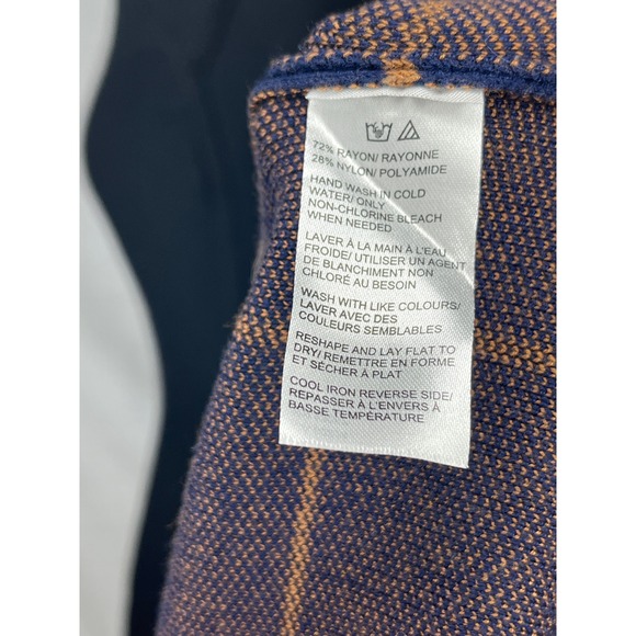 Saks Fifth Avenue Women's Blue Grid Pattern Crew Neck Pullover Sweater,‎ Size M - Picture 5 of 6